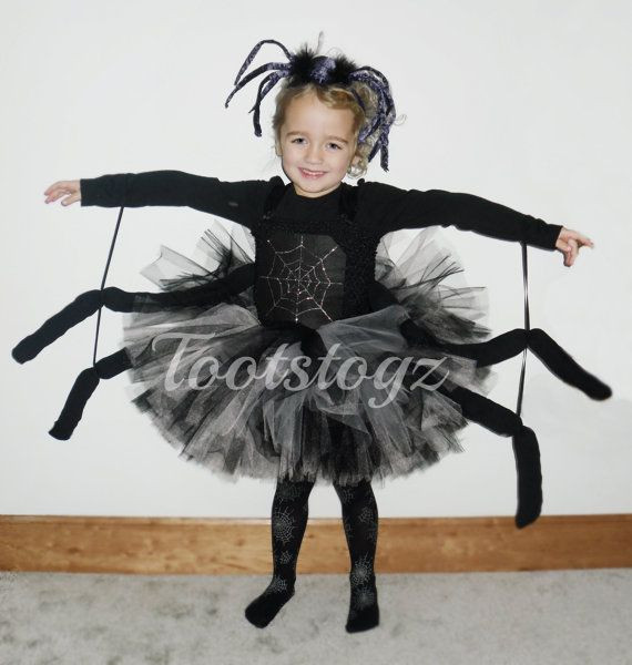 DIY Spider Woman Costume
 Halloween Black widow black and silver girls spider tutu