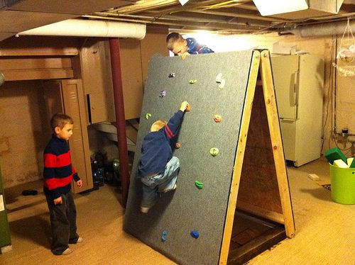 DIY Toddler Climbing Wall
 Something like this is going in the basement
