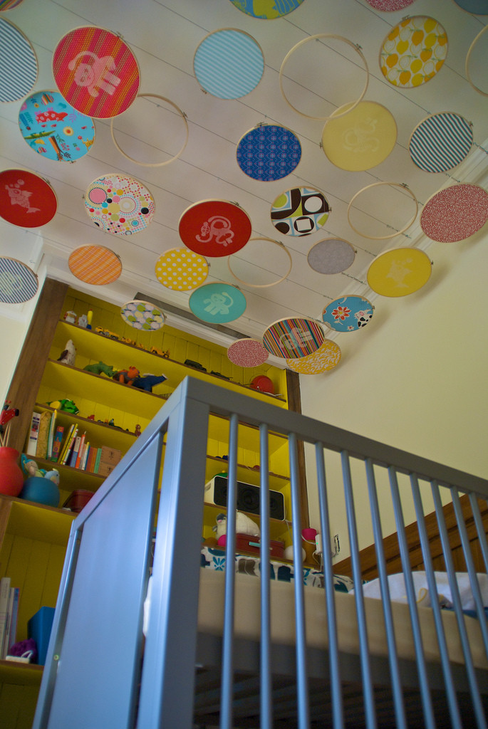 DIY Toddler Room Decor
 Puppy Love Preschool DIY Baby Nursery Embroidery Hoop Ceiling