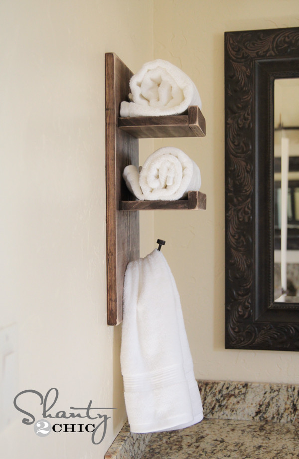 DIY Towel Rack Bathroom
 Super Cute DIY Towel Holder Shanty 2 Chic