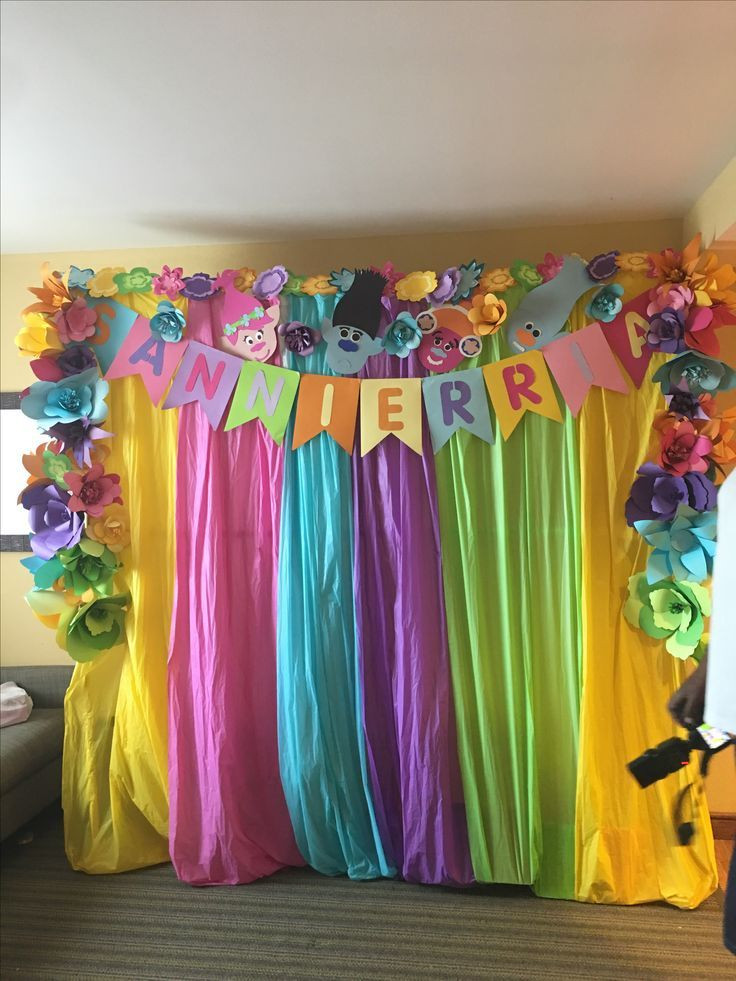 Diy Trolls Party Ideas
 Backdrop for a trolls birthday party I tried