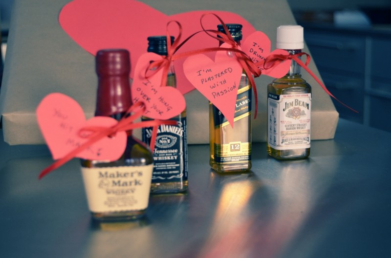 DIY Valentine Gifts For Men
 Mr Kate DIY liquor and hearts valentine for guys