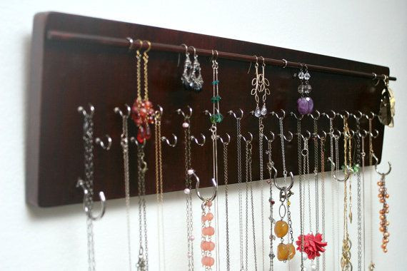 DIY Wall Hanging Jewelry Organizer
 Wall Mounted Jewelry Organizer Necklace Jewlery Display