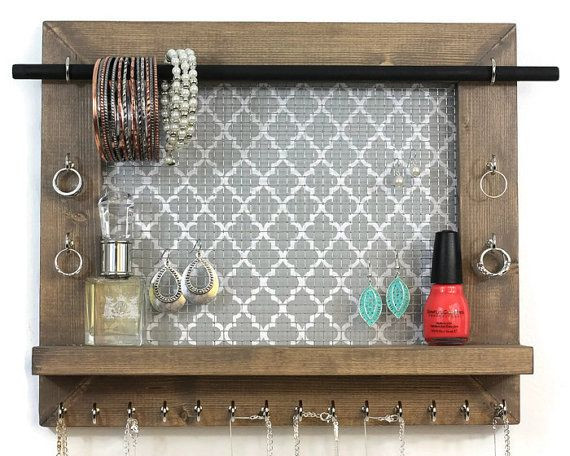 DIY Wall Hanging Jewelry Organizer
 Jewelry Holder Pick Your Color Quatrefoil by