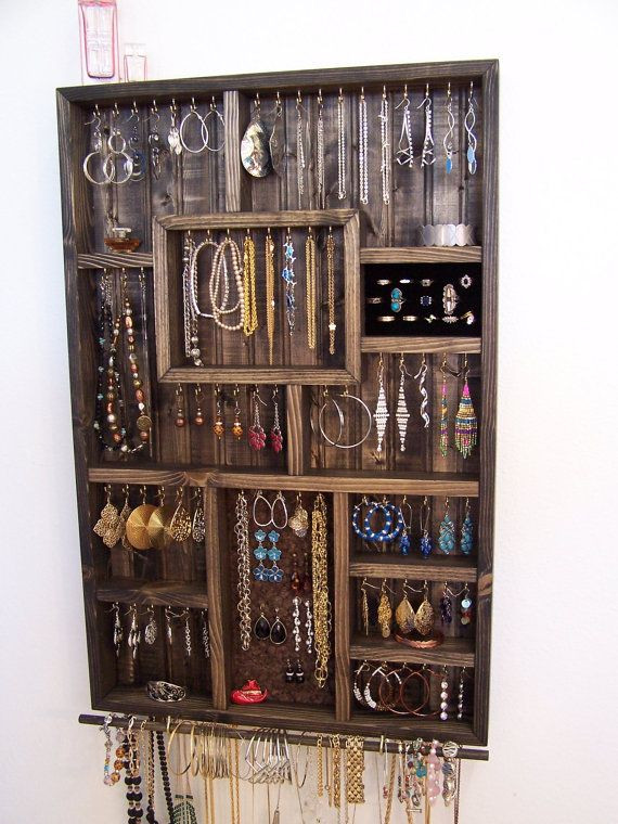 DIY Wall Hanging Jewelry Organizer
 Handmade Wall Jewelry Organizer Display Case Earring