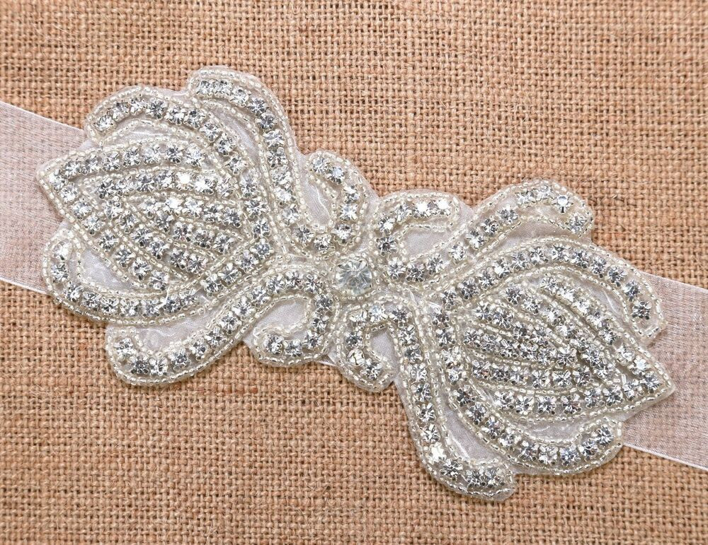 DIY Wedding Belt
 Motif Flower Crystal Rhinestone Beaded Wedding Bridal