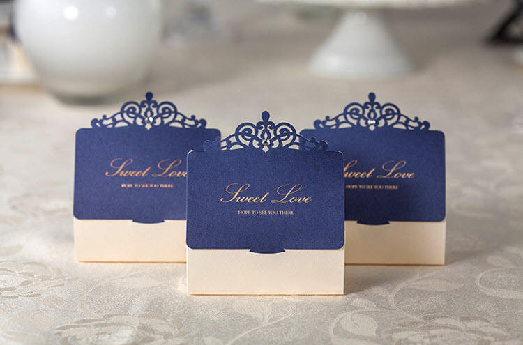 DIY Wedding Favours Boxes
 50 Royal Blue and Cream Wedding Favor Boxes DIY Elegant