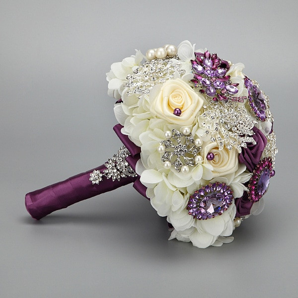 DIY Wedding Flower Bouquet
 Handmade Fashion wedding brides bouquet Brooch Crystal