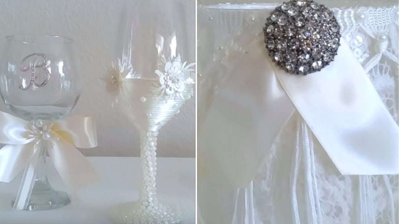 DIY Wedding Glasses
 INEXPENSIVE BRIDES WINE GLASSES