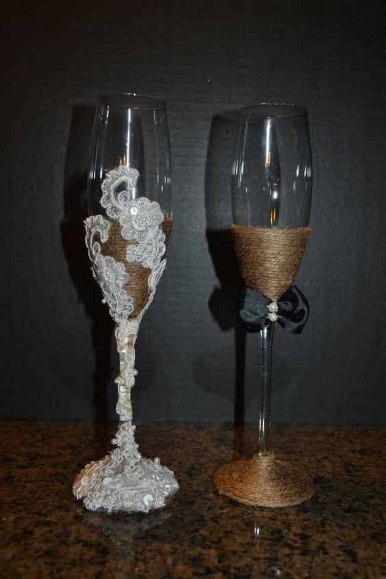 DIY Wedding Glasses
 DIY Wedding Rustic Chic Decor Ideas Inspiration