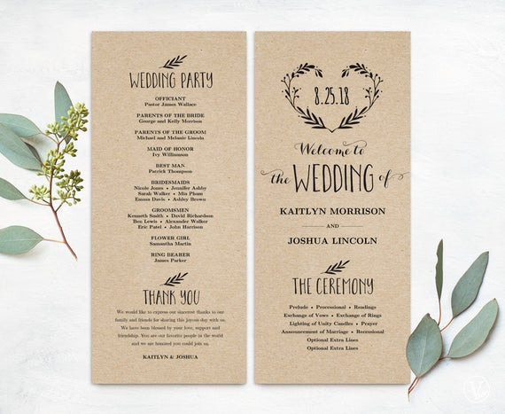 DIY Wedding Programs Template
 Printable wedding program template Simple Wedding Programs