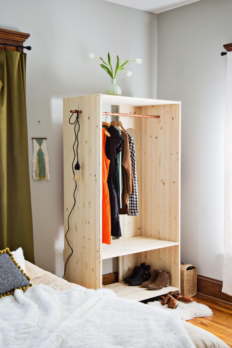 DIY Wood Closet
 DIY Modern Wooden Wardrobe With Copper Details Shelterness