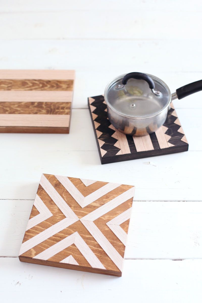 DIY Wood Gifts
 DIY Geometric Wood Trivets A Beautiful Mess