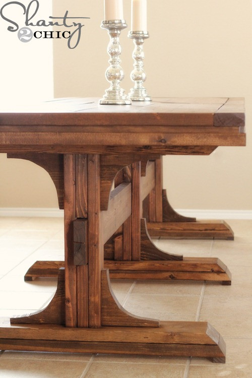 DIY Wood Tables
 DIY Dining Table Triple Pedestal Farmhouse Shanty 2 Chic