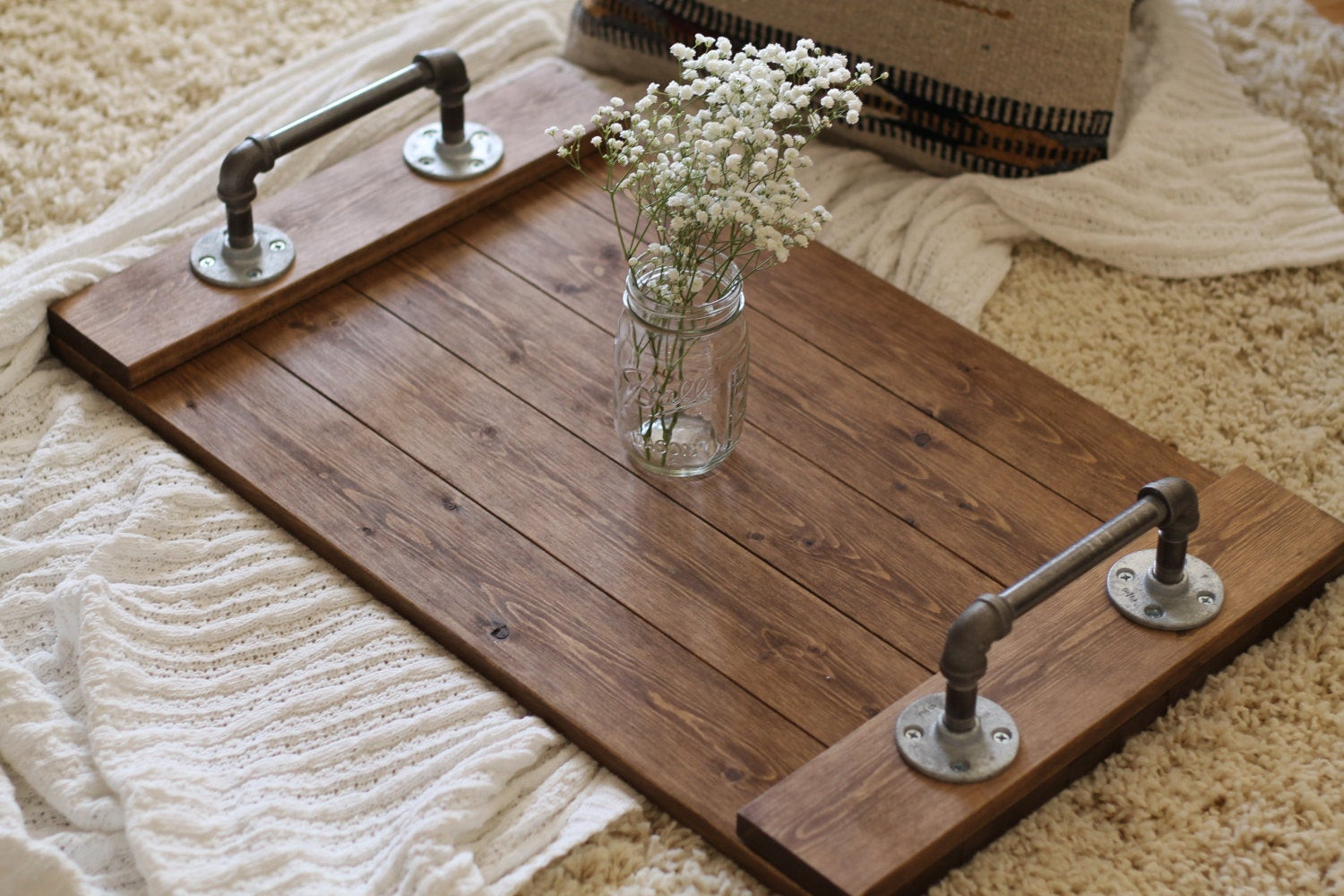 DIY Wooden Tray
 Rustic Industrial Tray Wooden Tray Ottoman by