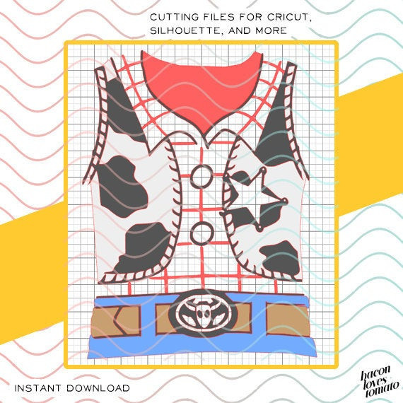 DIY Woody Vest
 Woody Toy Story Costume T shirt Front and Back SVG