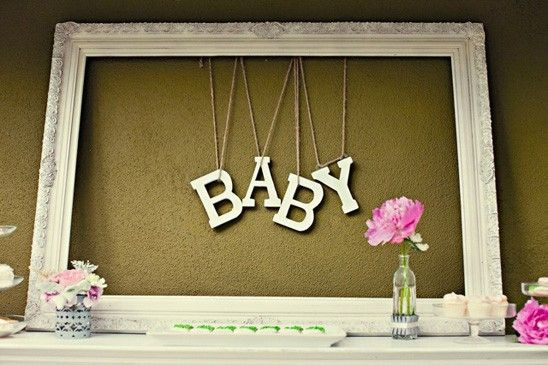 Do It Yourself Baby Room Decorations
 DIY baby shower decoration frame with hanging letters