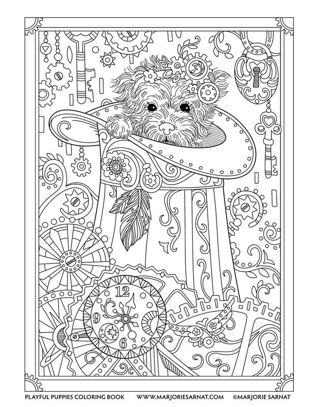 Dog Coloring Book For Adults
 Steampunk Pup Playful Puppies Coloring Book by Marjorie
