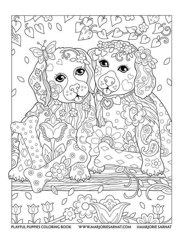 Dog Coloring Book For Adults
 Puppies on a Swing Playful Puppies Coloring Book by