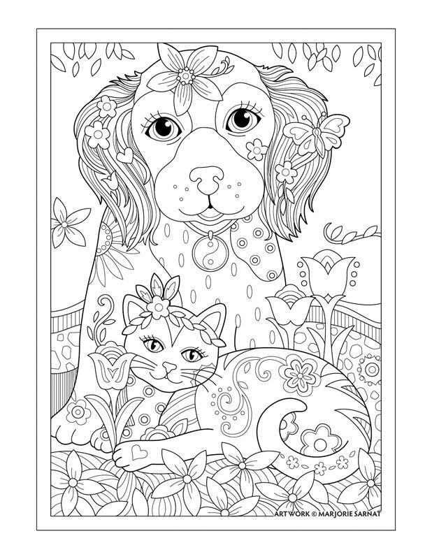 Dog Coloring Book For Adults
 Marjorie Sarnat s Pampered Pets "Dog Cat and Butterfly
