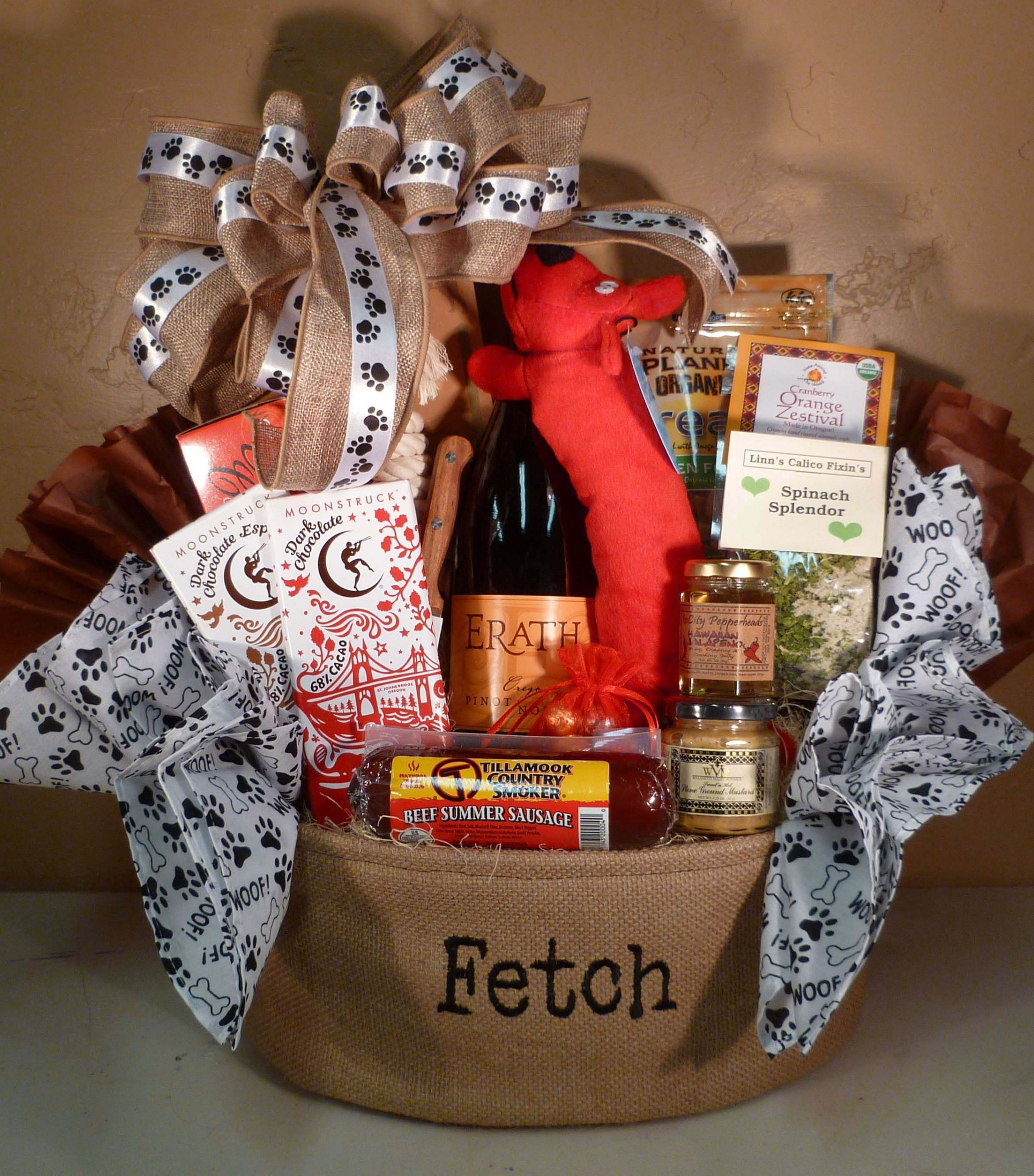 Dog Lovers Gift Basket Ideas
 Dog Themed basket for raffle idea mix of treats for
