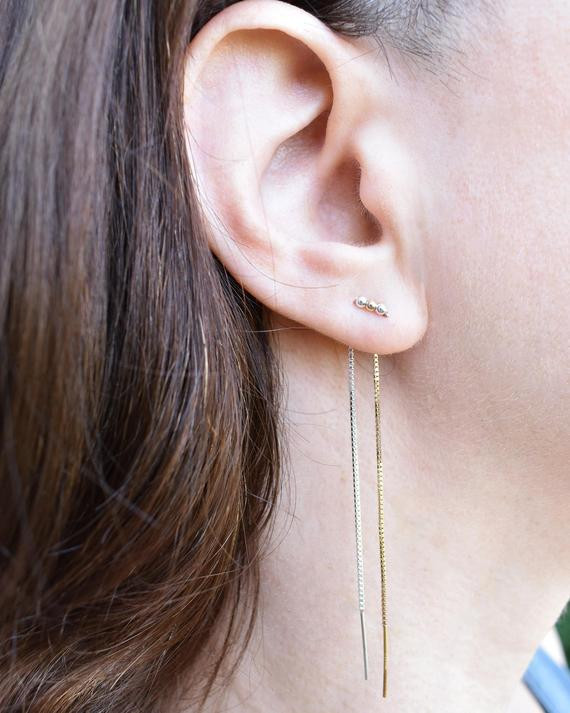 Double Piercing Earrings
 Double Piercing Earring Gold and or Sterling Silver Chain