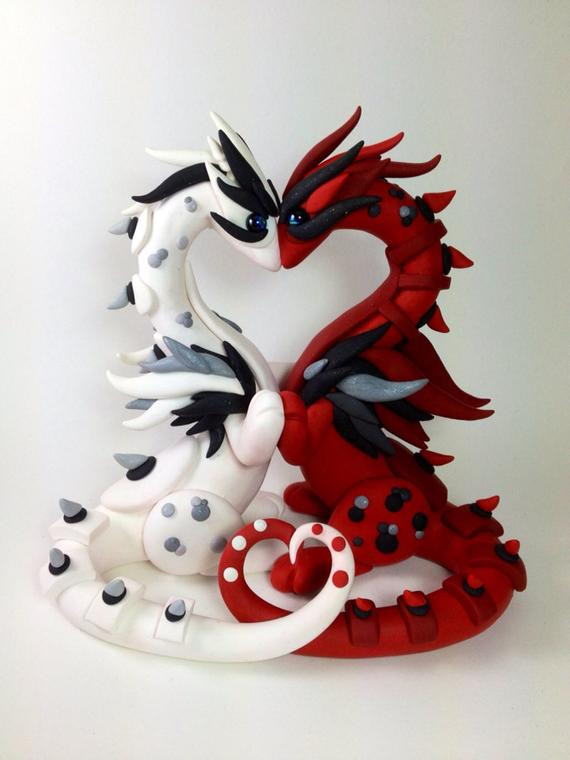 Dragon Wedding Cakes
 Custom Clay Dragon Wedding Cake Topper Sculpture by