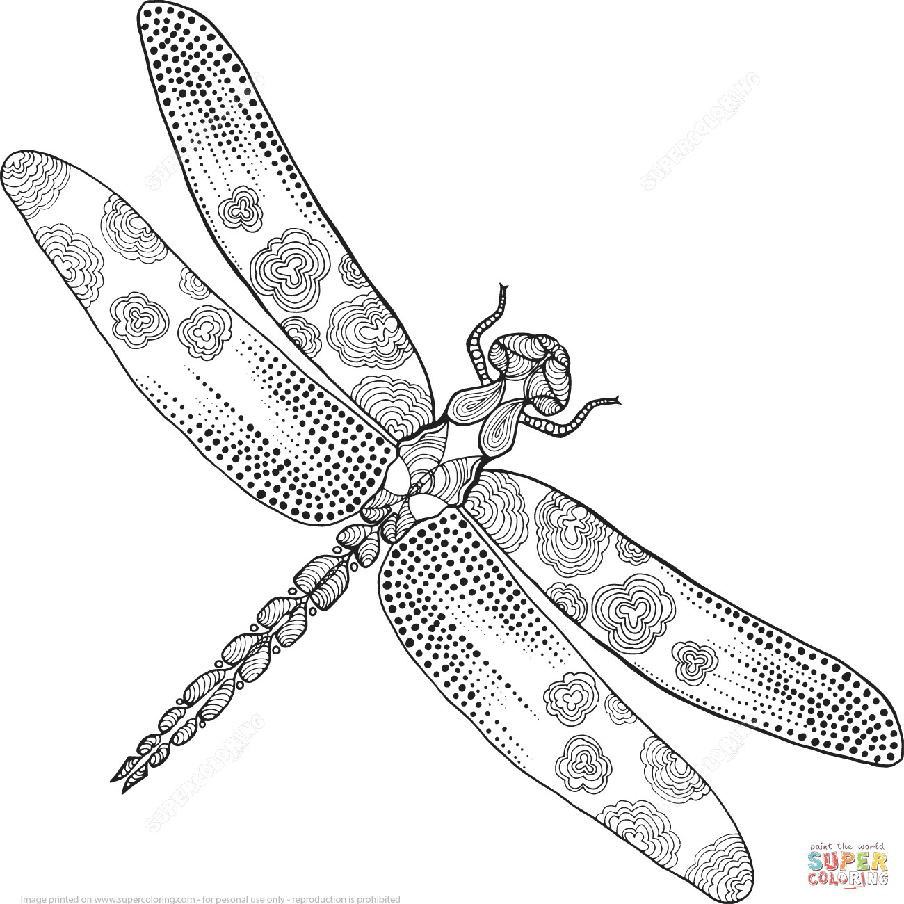 Dragonfly Coloring Pages For Adults
 Zentangle Dragonfly coloring page