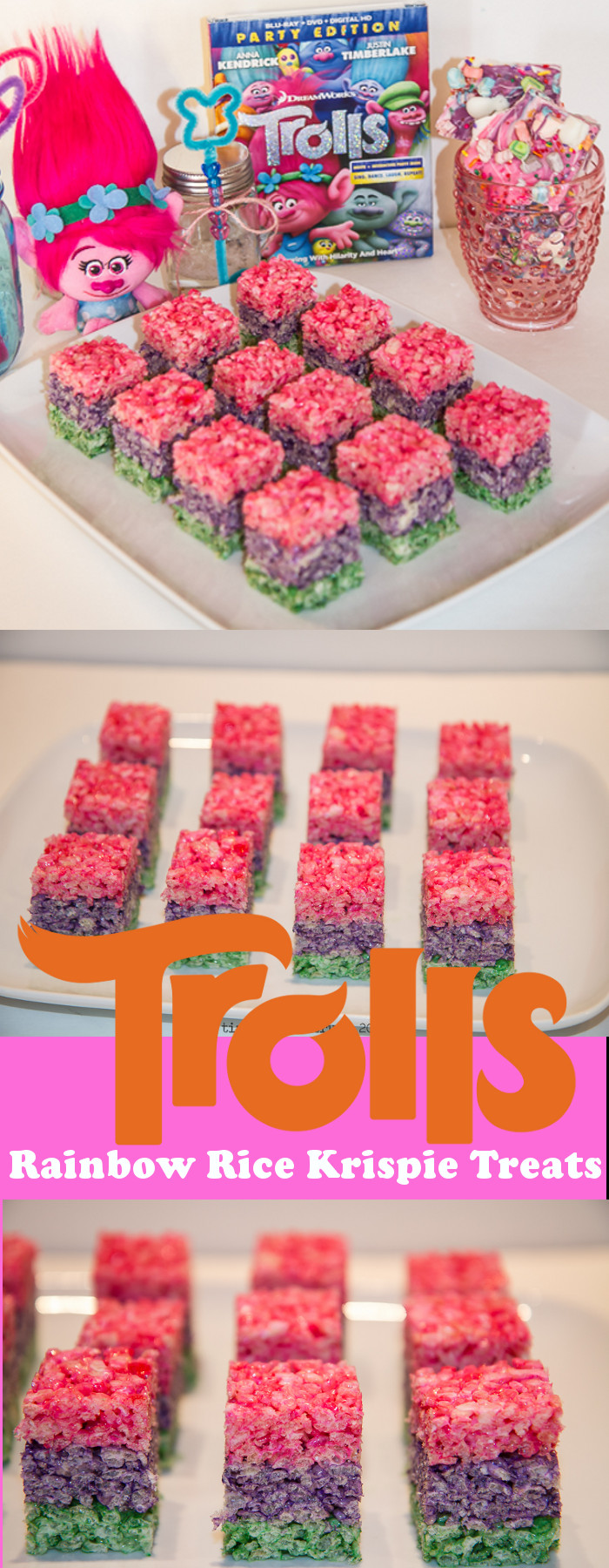 Dreamworks Trolls Birthday Party Ideas
 Rainbow Rice Krispie Treats