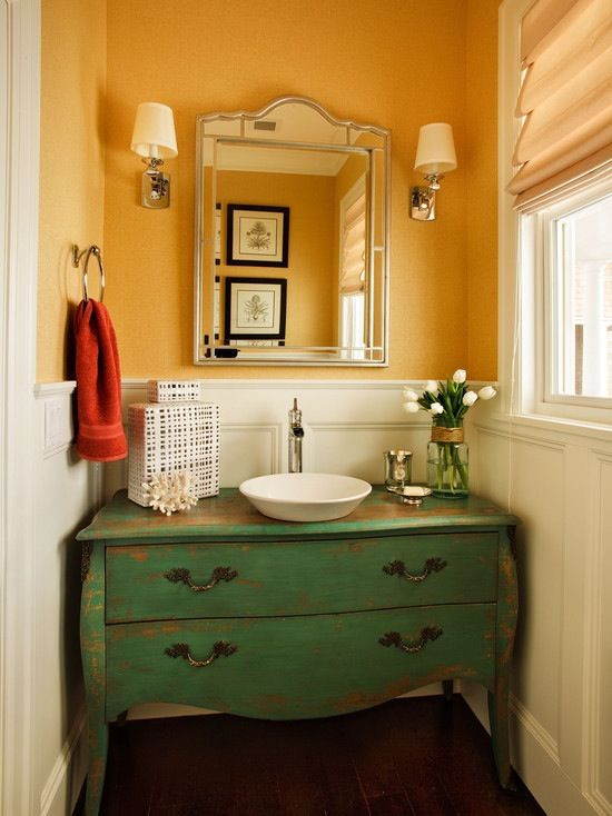Dresser Style Bathroom Vanity
 Turn an old dresser into a vanity table with drawers