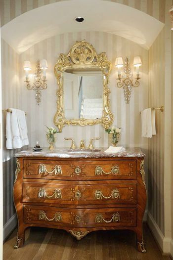 Dresser Style Bathroom Vanity
 An example of French antique marble e mode chest