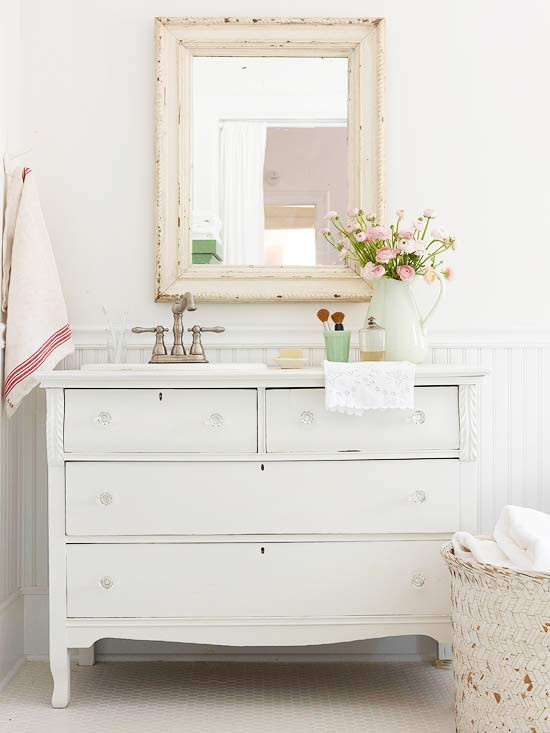 Dresser Style Bathroom Vanity
 Cottage Style Bathrooms & A Blog Makeover The Inspired Room