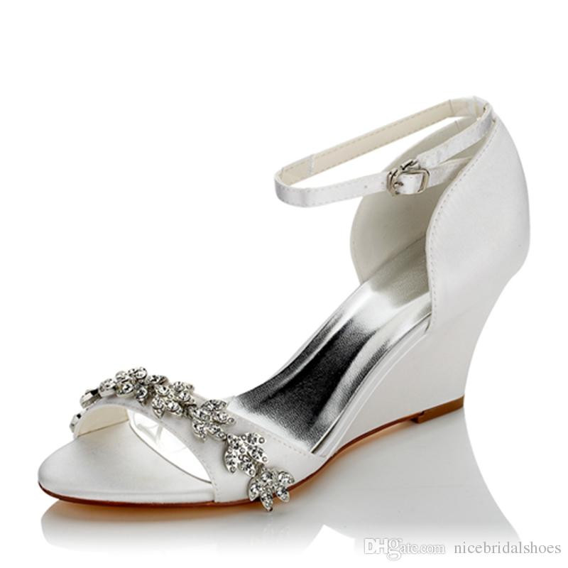 Dyeable Wedge Wedding Shoes
 New 8cm Wedge Sandal Dyeable Satin Wedding Dress Shoes