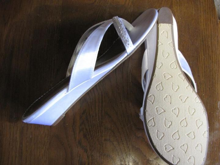 Dyeable Wedge Wedding Shoes
 Dyeables David Bridal s Dyeable Mini wedge Thong Sandal