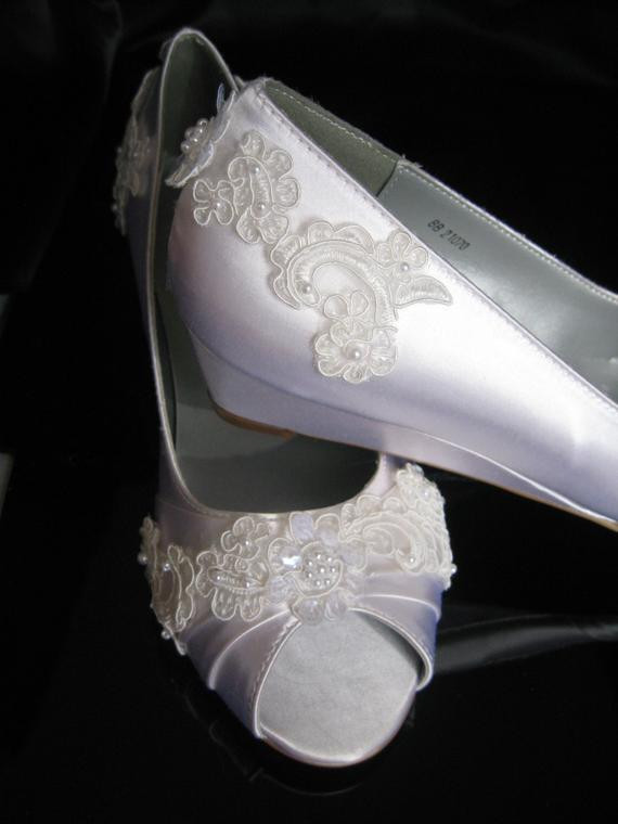 Dyeable Wedge Wedding Shoes
 Wedding Shoes Wedge Shoes Bridal Wedges with Lace Dyeable