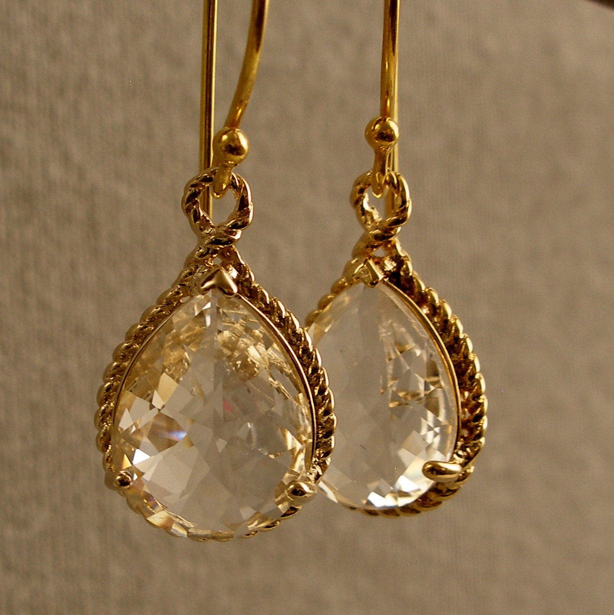 Earrings For Bridesmaids
 Crystal Glass Braid Gold Bridesmaid Earrings Wedding