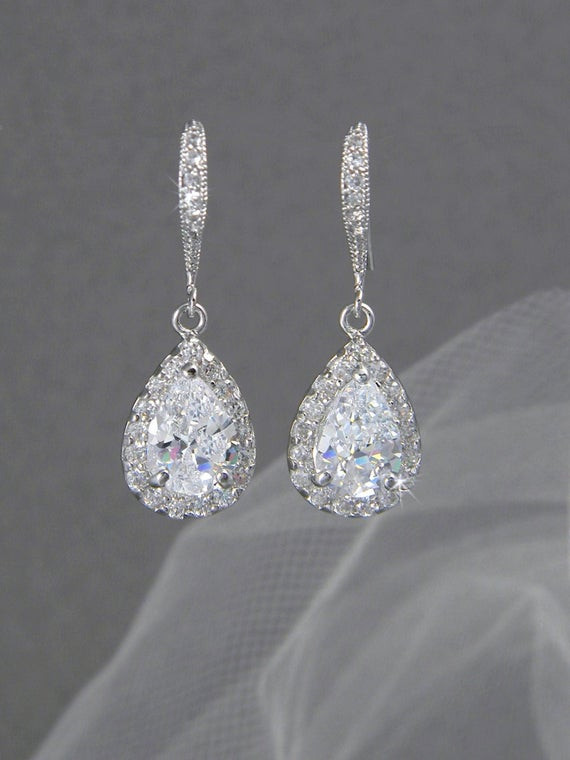 Earrings For Bridesmaids
 Crystal Bridal earrings Wedding jewelry Swarovski Crystal