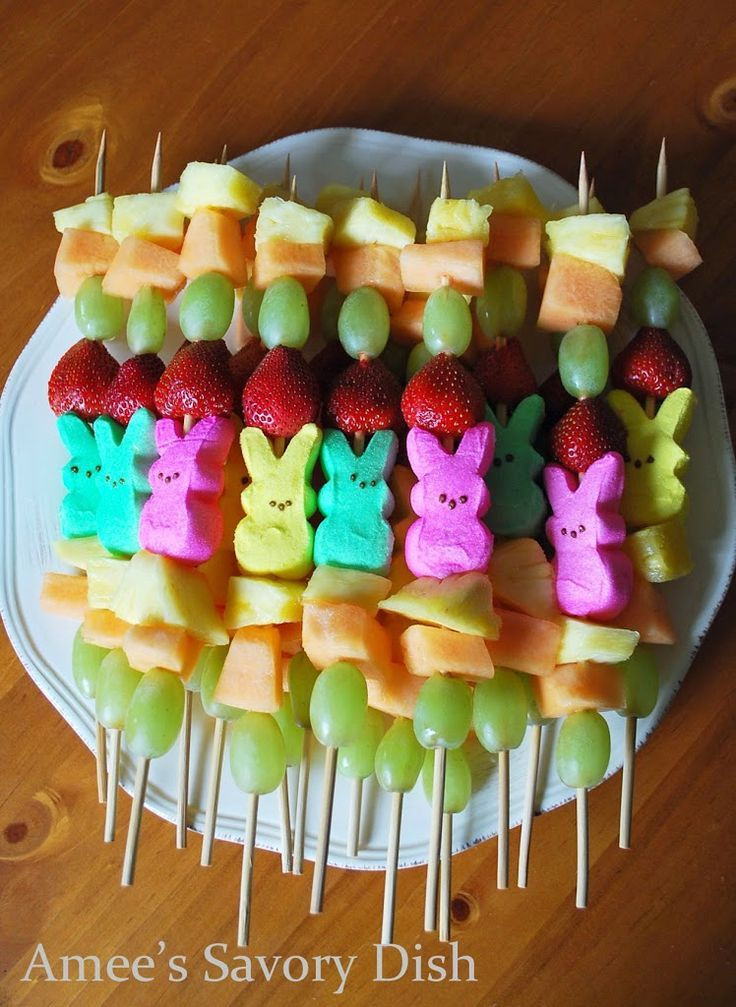 Easter Food Ideas For Party
 Peep Fruit Kabobs