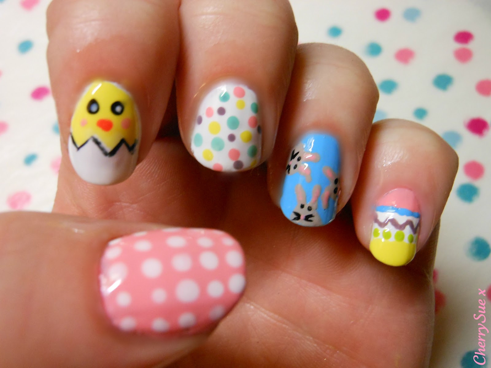 Easter Nail Ideas
 CherrySue Doin the Do Super Easy Easter Nails