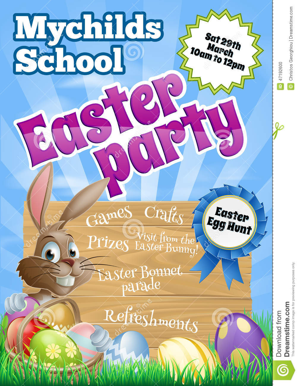 Easter School Party Ideas
 Easter Party Flier stock vector Illustration of holding