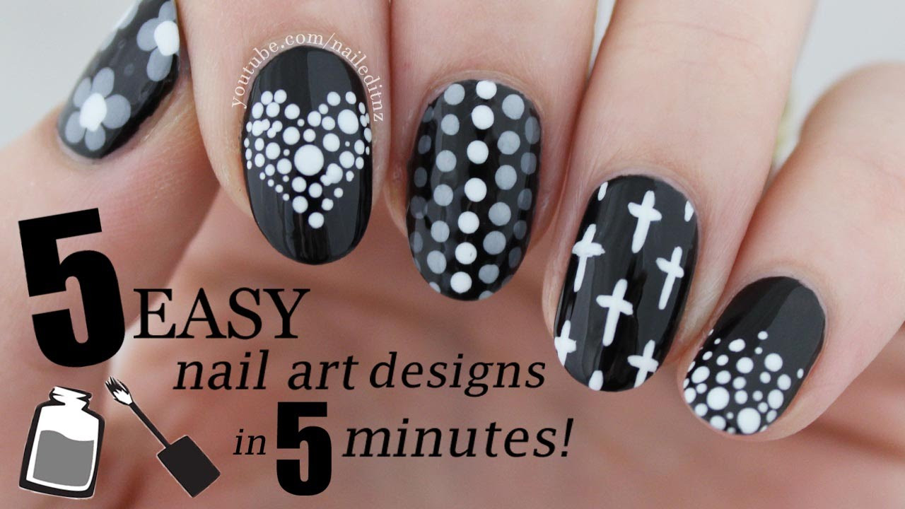 Easy Black And White Nail Designs
 FIVE IN FIVE