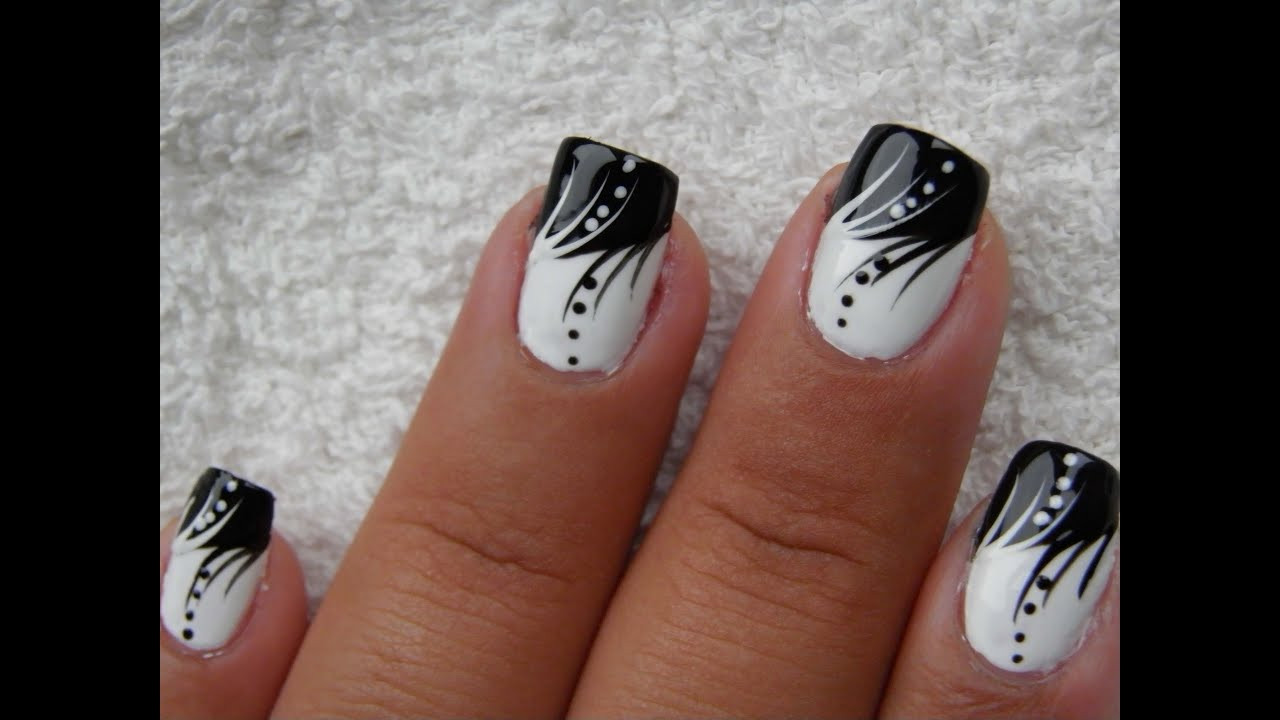 Easy Black And White Nail Designs
 Black and White nail art tutorial
