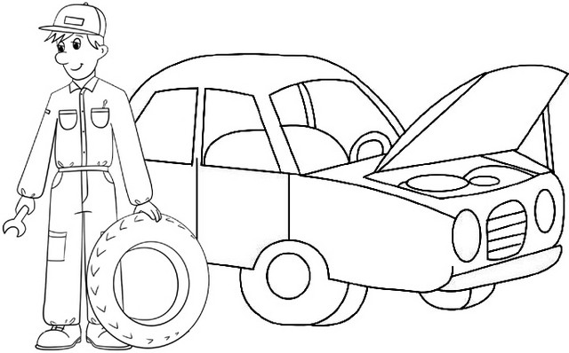 Easy Coloring Pages For Boys
 easy car mechanic coloring page