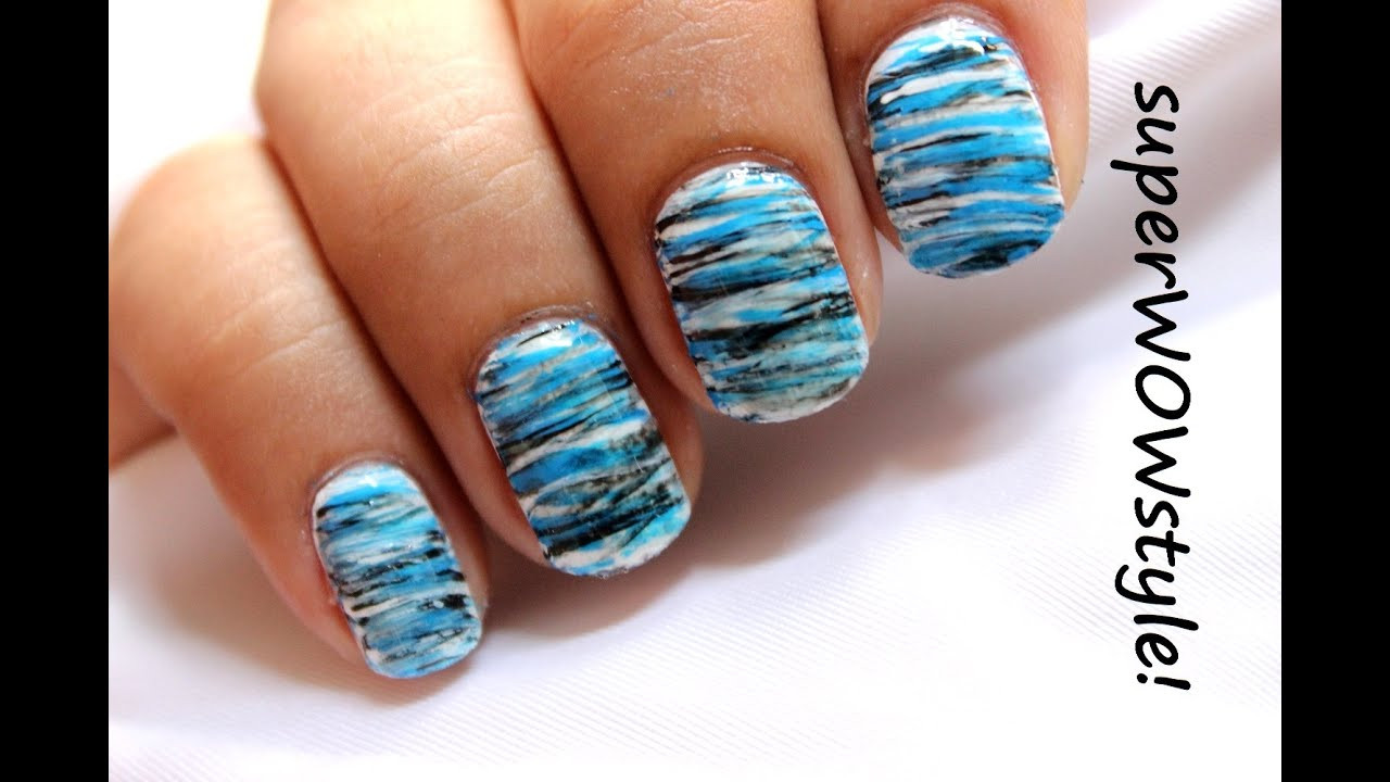 Easy Cool Nail Designs
 Cool Blue Fanning Brush Easy Nail Designs For Beginners