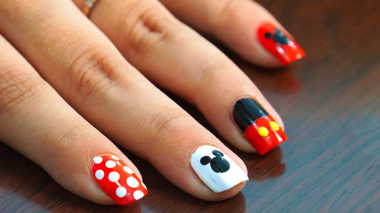 Easy Cool Nail Designs
 Nail Art at Home Easy & Cool Mickey Mouse design in