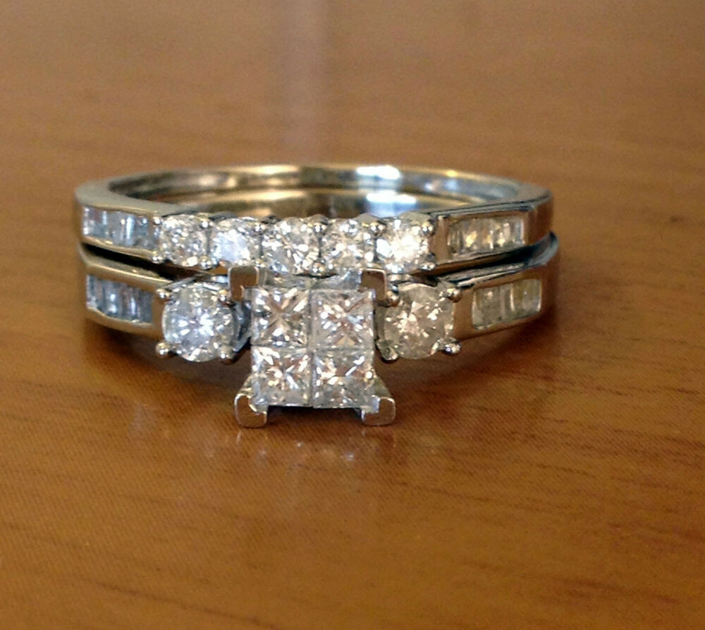 Ebay Wedding Ring Sets
 10k White Gold Princess Cut Round Diamonds Engagement