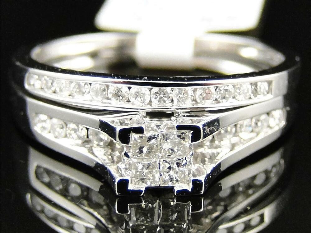 Ebay Wedding Ring Sets
 La s 10K White Gold Princess Cut Diamond Engagement