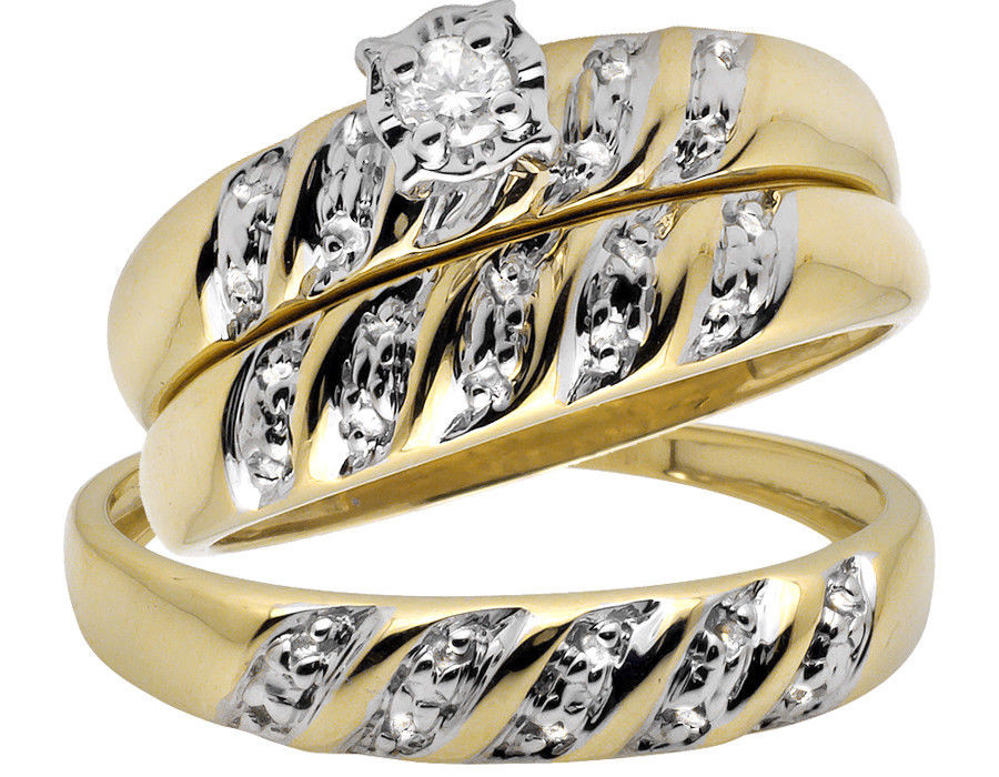 Ebay Wedding Ring Sets
 10K Yellow Gold Trio Miracle Set Swirl Diamond Engagement