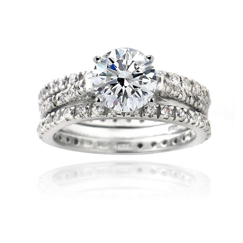 Ebay Wedding Ring Sets
 925 Silver 2ct CZ Engagement & Bridal Wedding Ring Set