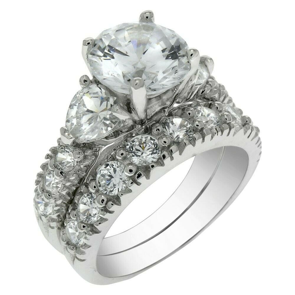 Ebay Wedding Ring Sets
 3 CARAT STERLING SILVER ROUND WEDDING ENGAGEMENT RING SET